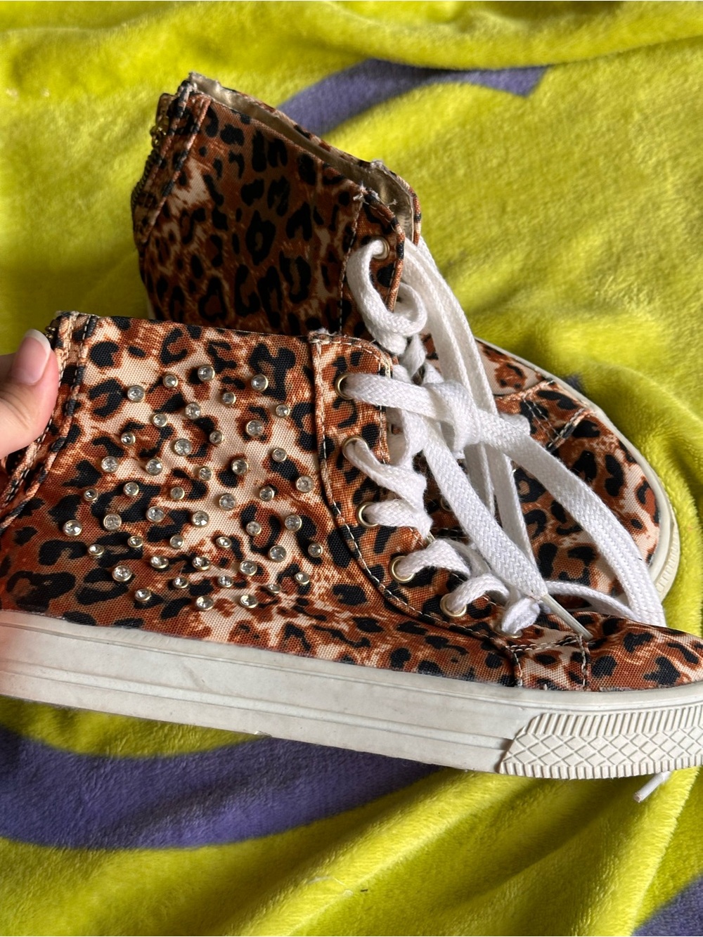 Michael kors size 4 leopard print high top sneakers